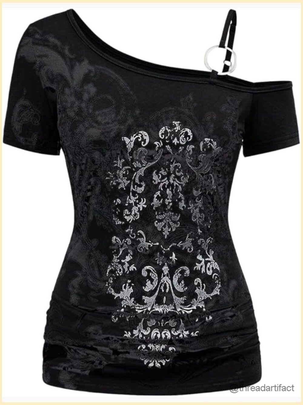 Off Shoulder Graphic Tee Y2K Grunge T Shirt